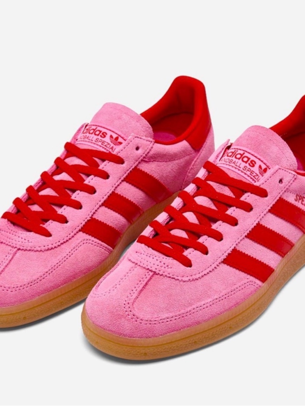 Adidas Handball Spezial W Pink Suede Sneakers with Red Accents